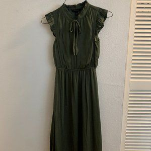 Banana Republic Womens Sleeveless Dress Green Ruffled Collar, XXS